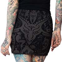 Baphomet Goat Head Mini Skirt by Kreepsville 666 - in Grey