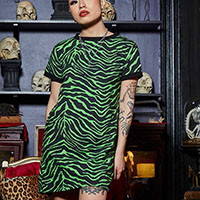 Psycho Green Zebra Ringer Tee Dress by Sourpuss 