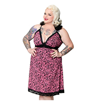 Pizzazz Slip Dress by Sourpuss -Pink Zebra - SALE