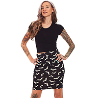 Luna Bat Midi Pencil Skirt by Sourpuss - SALE