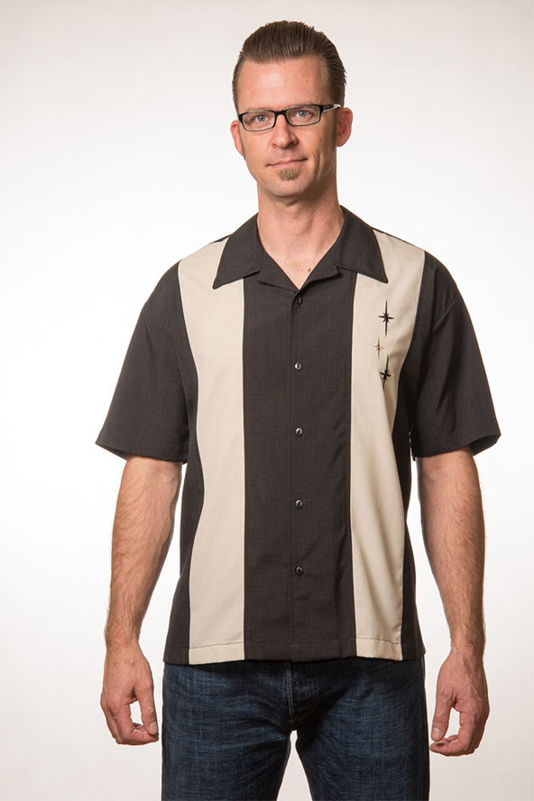 3 Star Retro Panel Shirt by Last Call - Steady Clothing - Black - SALE 4X only