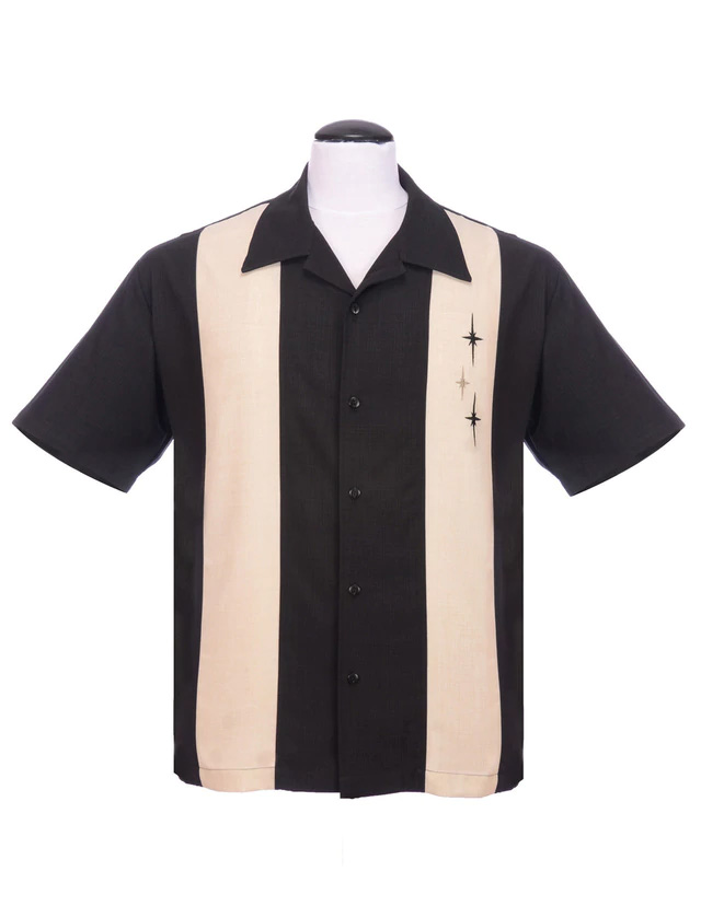 3 Star Retro Panel Shirt by Last Call - Steady Clothing - Black