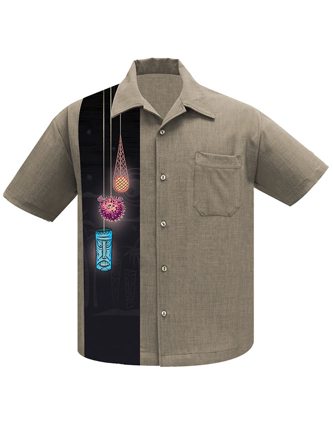 Tiki Lights Button Up Panel Shirt by Steady Clothing 