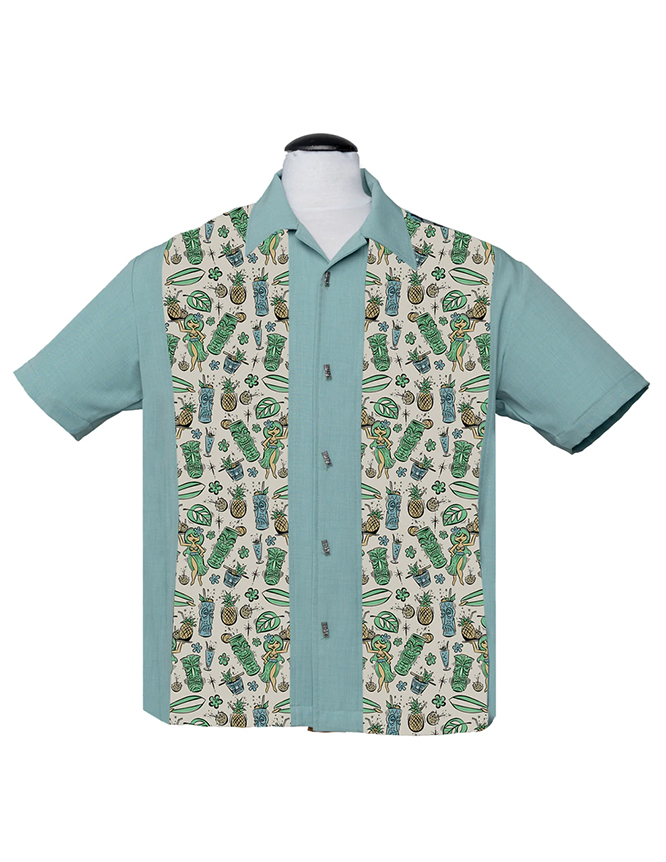 Hula & Cocktails Panel Shirt by Last Call - Steady Clothing - Teal
