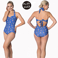 Dive In Retro Plus Size One Piece Swimsuit by Banned Clothing - SALE