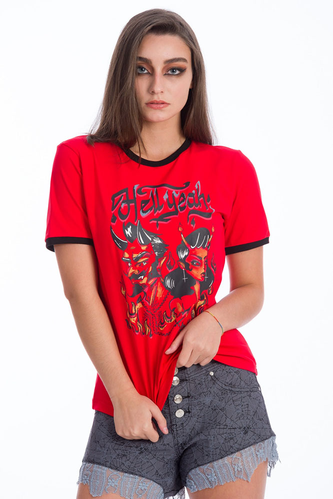 Hell Yeah Ringer Tee by Banned Apparel