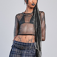 No Rules Metallic Mesh Top by Banned Alternative - Grey