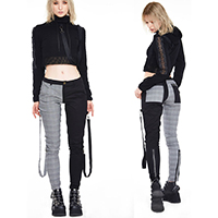 Houndstooth & Black Split Leg Bondage Pants by Jawbreaker