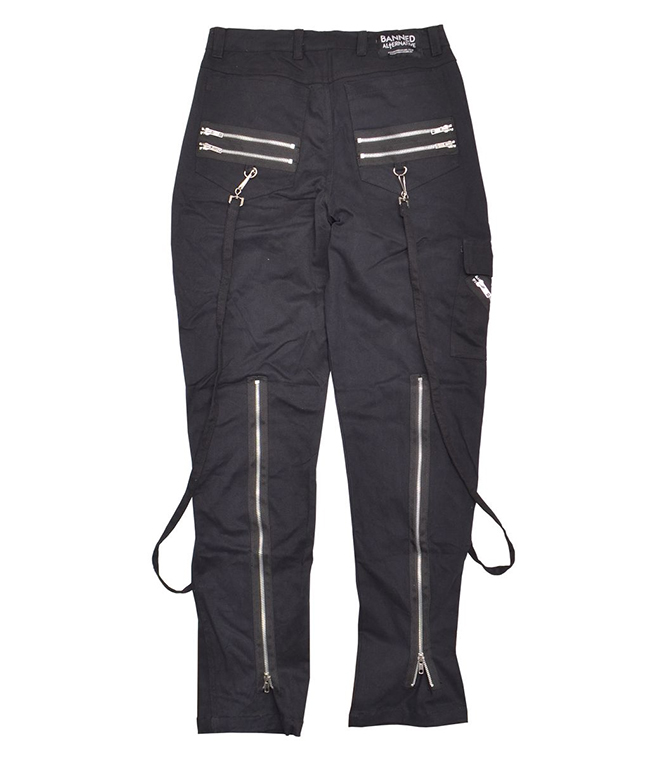 Black Unisex Zip Bondage Pants by Banned Apparel