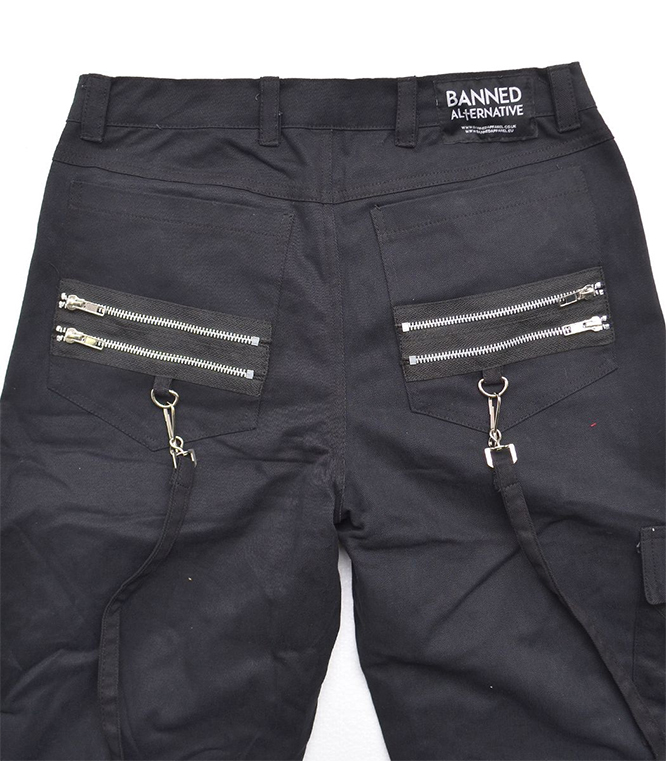 Black Unisex Zip Bondage Pants by Banned Apparel 