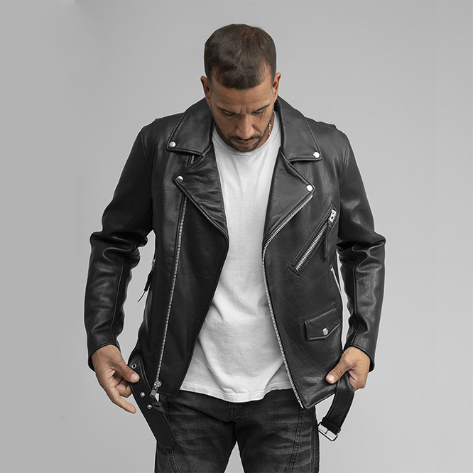 Jay- Black New Zealand Lambskin Premium Motorcycle Jacket by First MFG
