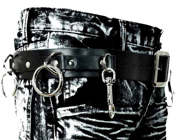 5 Ring Black Leather Bondage Belt by Ape Leather