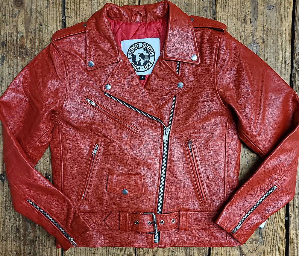 AYP Premium Girls Motorcycle Jacket- RED leather