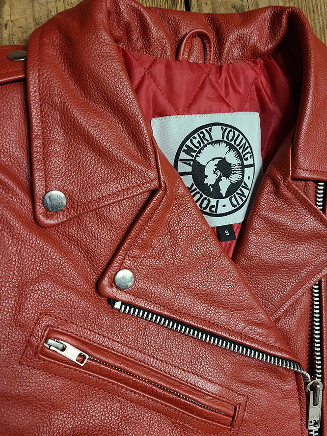 AYP Premium Girls Motorcycle Jacket RED leather Sale price