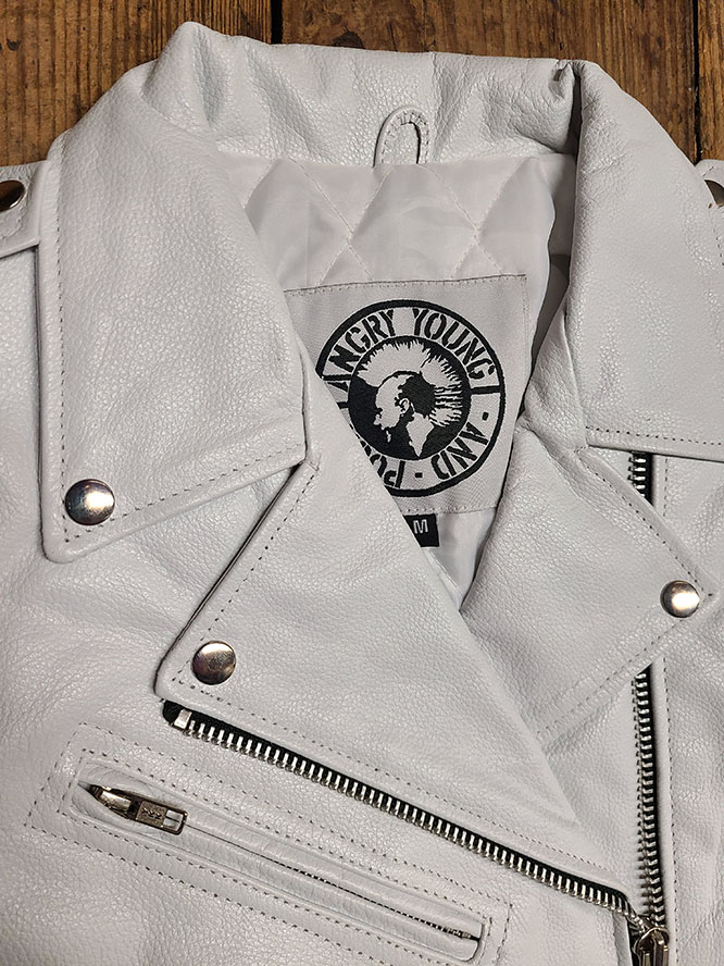 AYP Premium Girls Motorcycle Jacket- WHITE leather