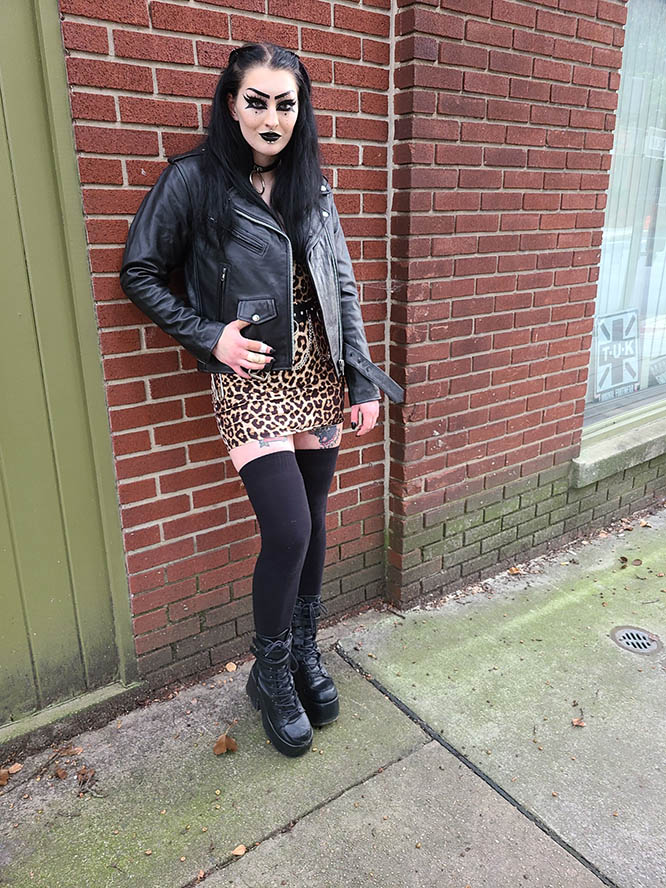 Angry young and poor leather jacket store