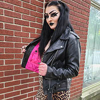 AYP Premium Girls Motorcycle Jacket- BLACK leather (Pink Liner) (Sale price! XS Only)