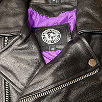 Bela Girls Biker Jacket by Angry Young And Poor- Premium Black Leather With Coffin Purple Liner