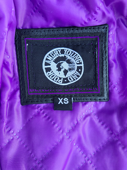 Bela Girls Biker Jacket by Angry Young And Poor- Premium Black Leather With Coffin Purple Liner