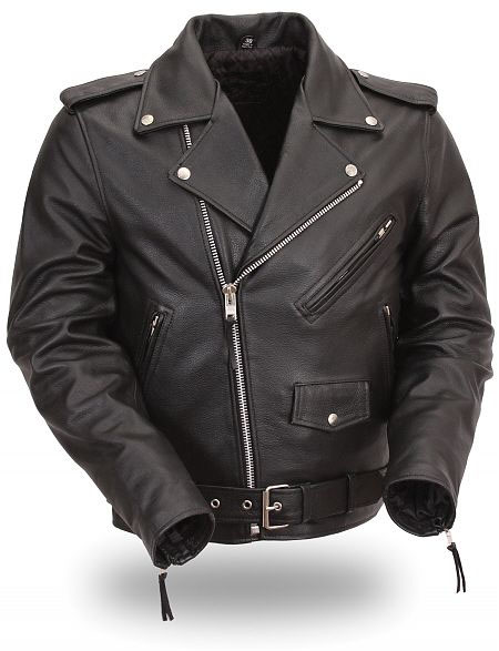 Black Naked Leather (High Quality, Super Soft) Motorcycle Jacket by IK Leather
