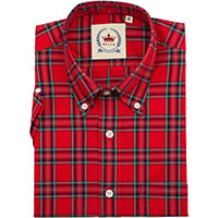 Short Sleeve Vintage Button Up By Relco London- Red Check