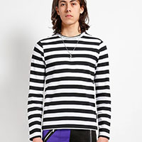 Unisex Long Sleeve Stripped Top by Tripp NYC - Black/White - SALE 2X only