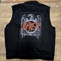 Black Denim Vest (Size M) With Sewn On Back Patch- SLAYER