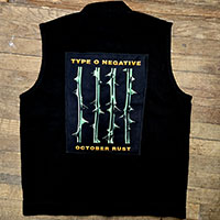 Black Denim Vest (Size S) With Sewn On Back Patch- TYPE O NEGATIVE