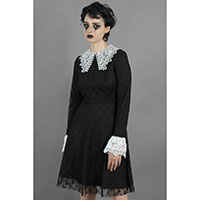 Weird Sisters Lace Collar Fit & Flare Dress by Jawbreaker - black - SALE sz M only