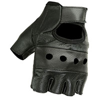 Black Leather Fingerless Gloves by Daniel Smart