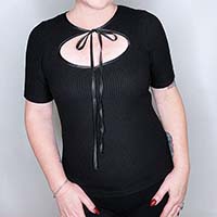 Evelyn Top by The Oblong Box Shop - Short Sleeve Solid Black - SALE S only