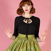 Evette Top by The Oblong Box Shop - 3/4 Length Sleeves Solid Black - SALE
