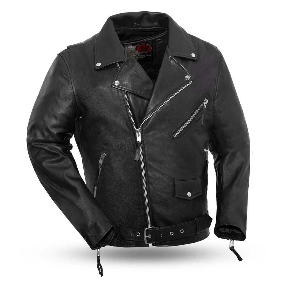 Fillmore Naked Cowhide Premium Motorcycle Jacket (Black) by First MFG