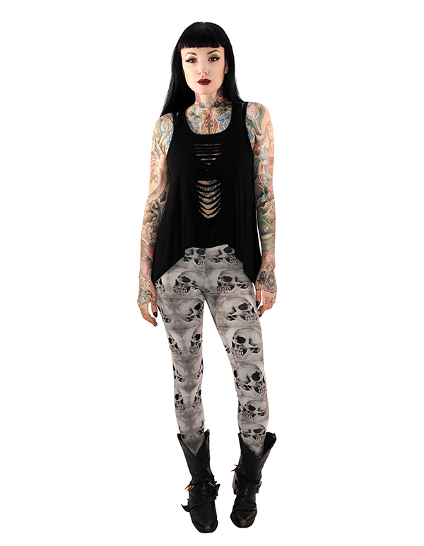 Profiles Leggings by Folter - Repeat Skull Print - SALE sz 4X only