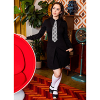 Twiggy Mod 60's Dress by Retrolicious - Black Ponte - SALE sz L only