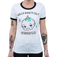 Grils Don't Cry Kewpie girls fitted ringer shirt by Low Brow Art Company - sz M only