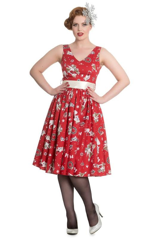 Blitzen Holiday 50's Plus Size Dress by Hell Bunny - Black - SALE