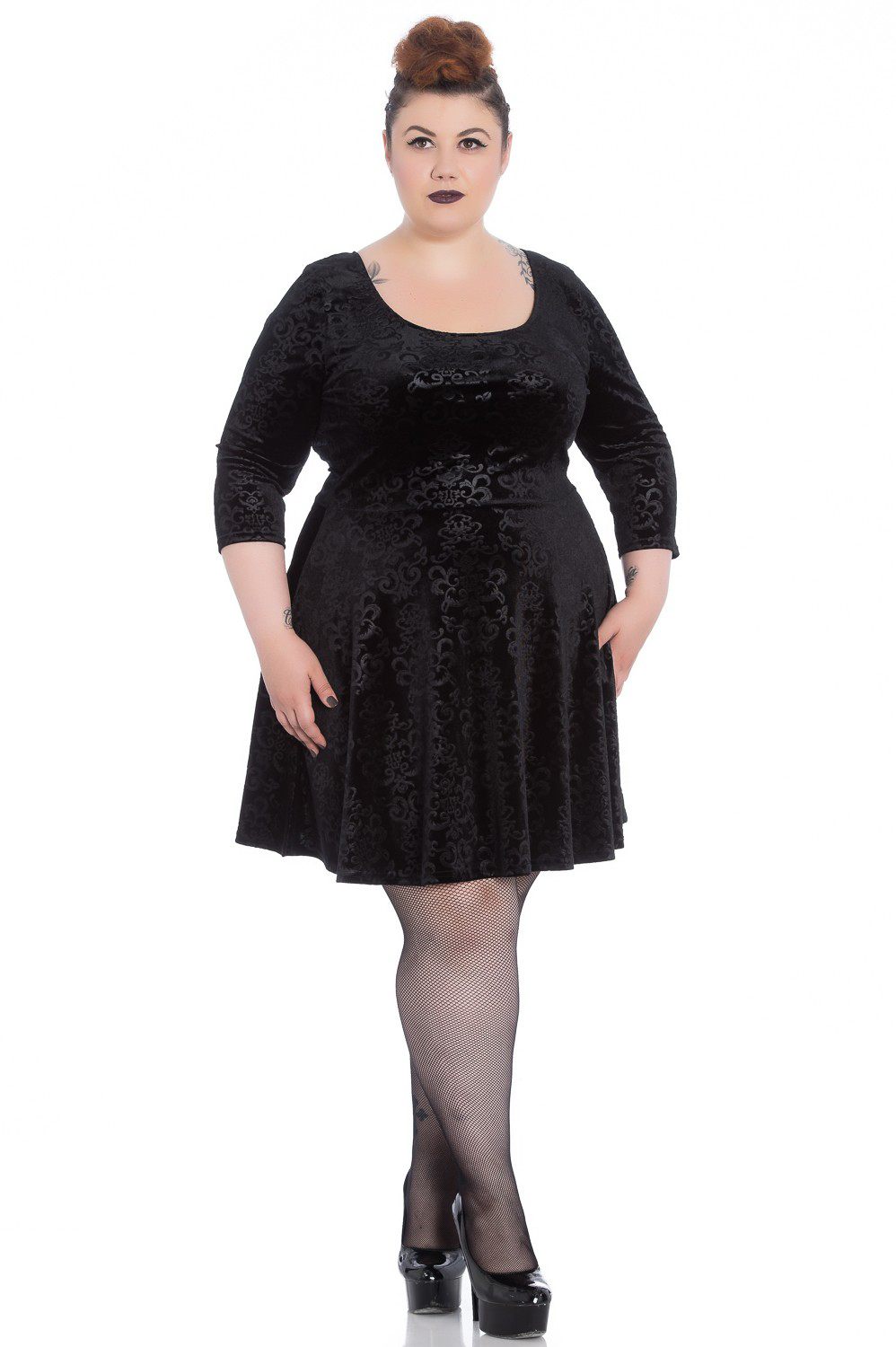 plus size black skater dress