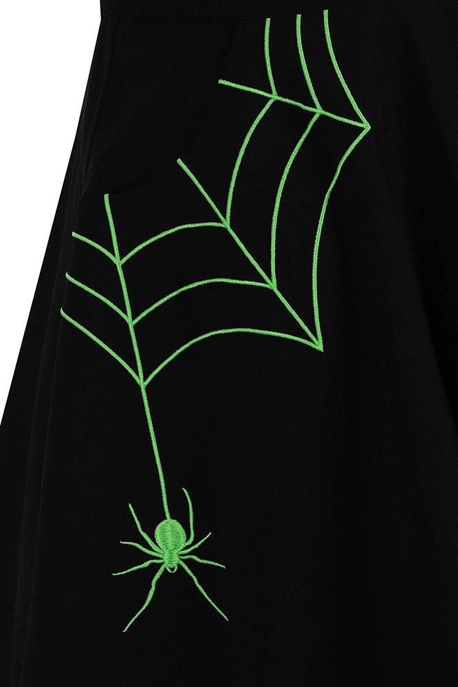 Miss Muffet Spiderweb Mini Skirt by Hell Bunny - Green Web