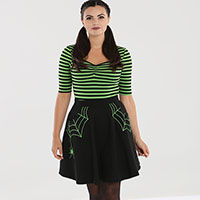 Miss Muffet Spiderweb Mini Skirt by Hell Bunny - Green Web - SALE sz S & M only