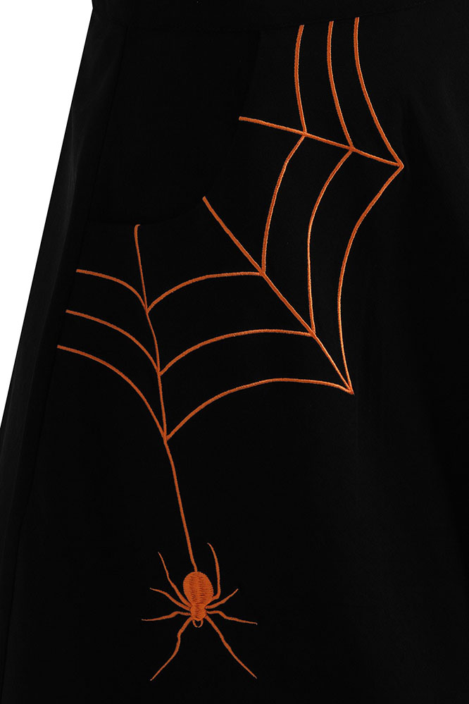 Miss Muffet Spiderweb Mini Skirt by Hell Bunny - Orange Web