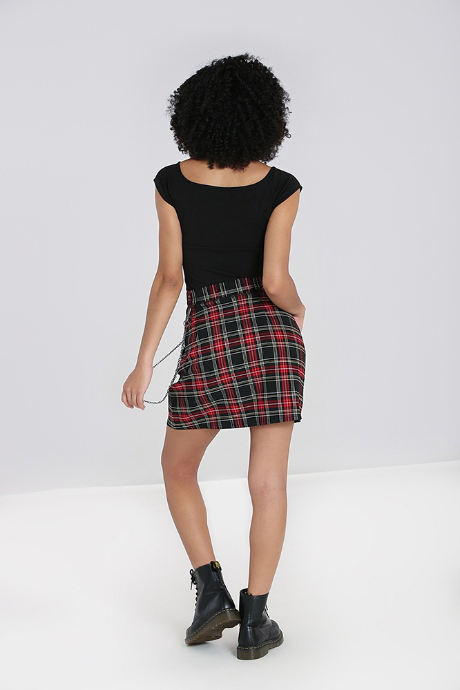 Clash Mini Skirt by Hell Bunny - Red/Black Tartan Plus - SALE