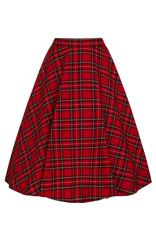 Plus Size Irvine 50's Red Tartan Skirt by Hell Bunny 