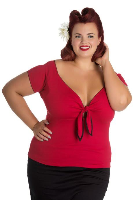 Plus Size Bardot 50's Top by Hell Bunny - In Red - SALE sz 4 X only