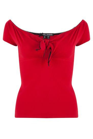 Plus Size Bardot 50's Top by Hell Bunny - In Red - SALE sz 4 X only