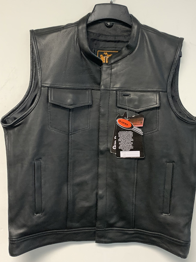 Black Premium Leather Club Vest