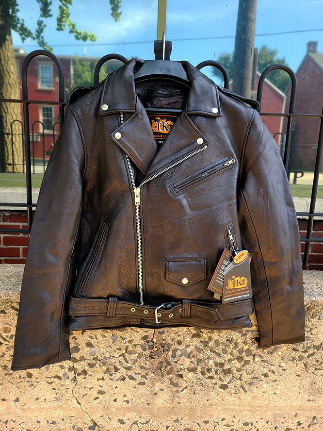 Black Naked Leather (High Quality, Super Soft) TALL CUT (Longer Body & Sleeves) Motorcycle Jacket by IK Leather
