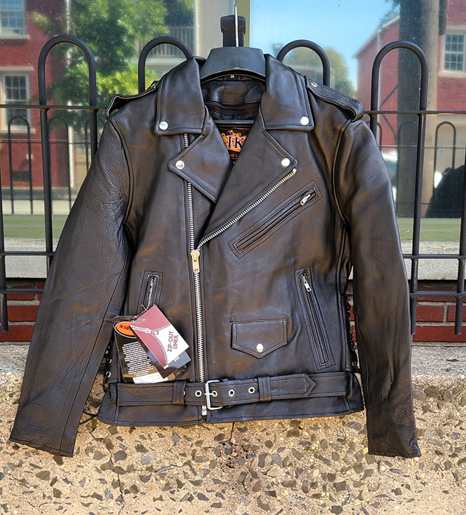 Black Naked Leather (High Quality, Super Soft) Motorcycle Jacket With Side Lacing by IK Leather
