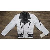 SUPER SALE- British Style 2 Tone Leather Biker Jacket- WHITE/BLACK (Extra Small Sizes)