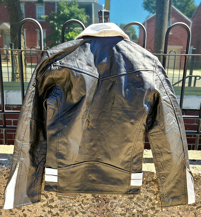 British Style 2 Tone Leather Biker Jacket- BLACK/WHITE